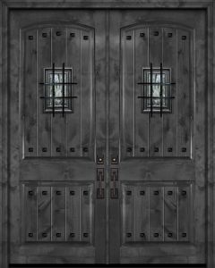 96" Double Arch 2 Panel Estancia Alder Door with Speakeasy & Clavos