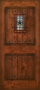 42" x 80" 2 Panel Square Estancia Alder Door with Speakeasy & Clavos