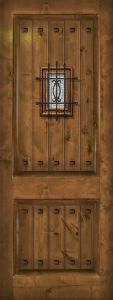 42" x 96" 2 Panel Estancia Alder Door with Speakeasy & Clavos