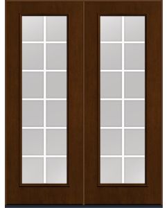 96 Low-E Colonial 12 Lite Flat Bar GBG Mahogany Full Lite Fiberglass Double Doors , WBD Impact