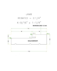 Mahogany (Meranti) Jamb 4.56x1.25x100 for 2-1/4 Doors