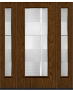 80 Axis Contemporary Modern Full Lite Oak Fiberglass Single Door,Sidelites , WBD Impact