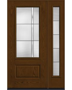80 Axis 3/4 Lite 1 Panel Oak Fiberglass Single Door,Sidelite , WBD Impact