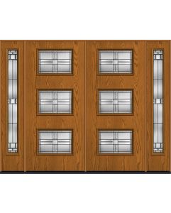 80 Saratoga Modern Pulse Ari 3-Lite Oak Fiberglass Double Door,Sidelites , WBD Impact