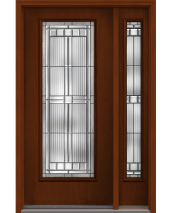80 Saratoga Full Lite Mahogany Fiberglass Single Door,Sidelite , WBD Impact