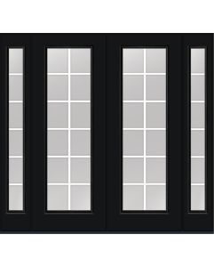 96 Clear Colonial 12 Lite Flat Bar GBG Smooth Full Lite Fiberglass Double Door,Sidelites , WBD Impact