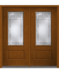 80 Maple Park 3/4 Lite 1 Panel Oak Fiberglass Double Doors , WBD Impact