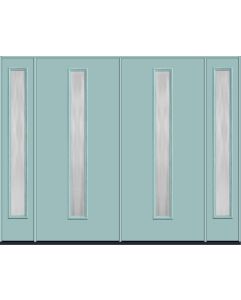 80 Chinchilla Modern Pulse Linea Centered Smooth Fiberglass Double Door,Sidelites , WBD Impact