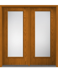 80 Clear Full Lite Oak Fiberglass Double Doors , WBD Impact