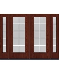 80 Low-E Colonial 10 Lite Flat Bar GBG Oak Full Lite Fiberglass Double Door,Sidelites , WBD Impact