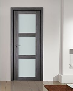 Italia Vetro, Laminated Glass Swiss Elm 3-Lite, Prefinished Interior Single Door