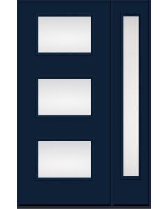 80 Low-E Modern Pulse Ari 3-Lite Smooth Fiberglass Single Door,Sidelite , WBD Impact