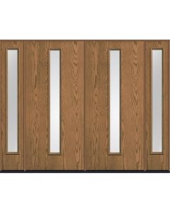 80 Low-E Modern Pulse Linea Centered Oak Fiberglass Double Door,Sidelites , WBD Impact