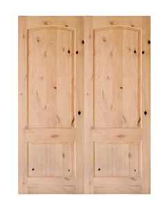 96 Knotty Alder Arch Panel,Raised Panel Double Door