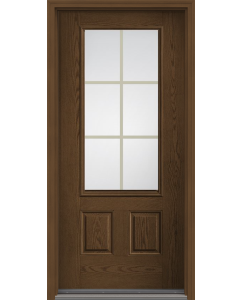 80 Low-E Colonial 6 Lite Flat Bar GBG Oak 3/4 Lite 2 Panel Fiberglass Single Door , WBD Impact