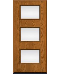80 Low-E Modern Pulse Ari 3-Lite Oak Fiberglass Single Door , WBD Impact