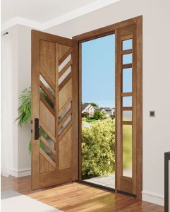 Mahogany Feather-4 Artistic Lite TS Modern Shaker Single Door, Sidelite