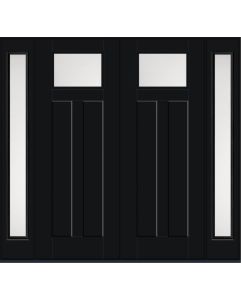 96 Satin Etch Craftsman Top View 2 Panel Shaker Smooth Fiberglass Double Door,Sidelites , WBD Impact