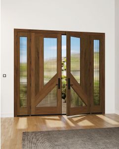 Mahogany Fluted-1 Artistic Lite  Modern Shaker Double Door, Sidelites