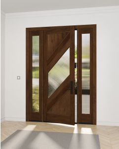 Mahogany Fluted-6 Artistic Lite  Modern Shaker Single Door, Sidelites