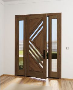 Mahogany Fluted-7 Artistic Lite  Modern Shaker Single Door, Sidelites