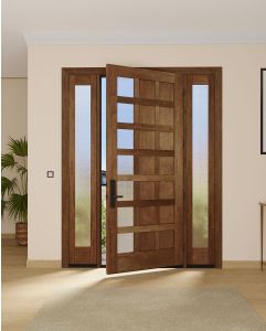 Mahogany Artistic Lite  Modern 7+ Panel Shaker Single Door, Sidelites