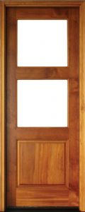 Mahogany Full View 2 Lite over 1 Panel Single Door