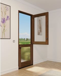 Mahogany Full Lite SDL Contemporary Modern Shaker Dutch Door