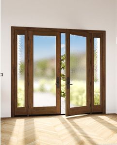 Mahogany Full Lite Modern Shaker Double Door, Sidelites|G101-SH-SH