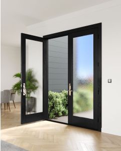 Mahogany Full Lite Modern Shaker Double Door|G101-SH-SH