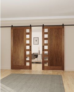 Mahogany Artistic Lite Designer SDL Contemporary Modern Shaker Double Barn Door|G102SQ-BARN