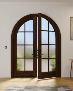 Mahogany Round Top Full Lite, 8 Lite SDL Shaker Double Door|G108-R-RTP-SH