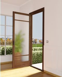 Mahogany Full Lite, Artistic Lite SDL Contemporary Modern Narrow Profile Shaker Single Door|G112-W-SLK-SH