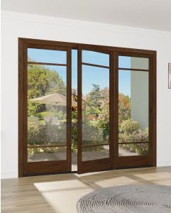 Mahogany Full Lite, Artistic Lite SDL Contemporary Modern Narrow Profile Shaker Triple Door