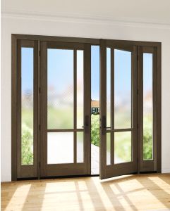 Mahogany Full Lite Artistic Lite Contemporary Modern Shaker Double Door, Sidelites|G1163-W