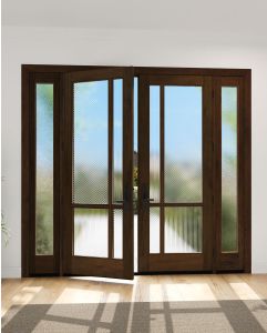 Mahogany Full Lite Artistic Lite Designer Contemporary Modern Shaker Double Door, Sidelites|G1164-W