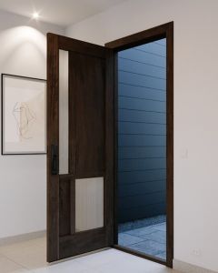 Mahogany Full Lite, Artistic Lite Designer  Contemporary Modern 2 Panel Shaker Single Door|G1165-W