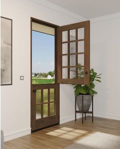 Mahogany 18 Lite Full Lite Transitional SDL Shaker Dutch Door|G1201-DUT_G601-DUB