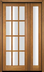 Mahogany Full Lite, 12 Lite SDL Single Door, Full Lite Sidelite|G1201-OG