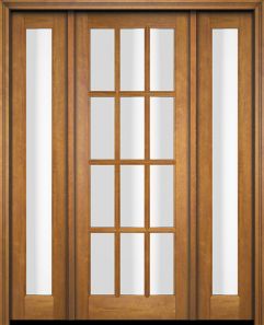 Mahogany Full Lite, 12 Lite SDL Single Door, Full Lite Sidelites|G1201-OG