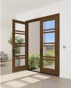 Mahogany 7 Lite SDL Contemporary Modern Shaker Double Door|G143-W-SH