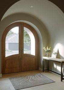 Mahogany Round Top 2/3 Lite 1 Panel Double Door|G2301-R-RTP-OG