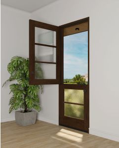 Mahogany 5 Lite Full Lite Transitional SDL Shaker Dutch Door|G301-DUT_G202-DUB