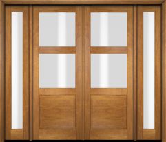 Mahogany 2/3 Lite, 2 Lite  1 Panel Double Door, Sidelites|G302-OG
