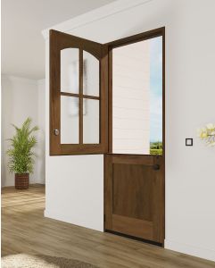 Mahogany 2/3 Lite, 4 Lite SDL 1 Panel Shaker Dutch Door