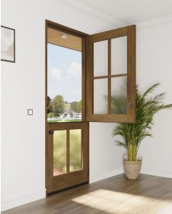 Mahogany Full Lite 6 Lite Modern Farmhouse SDL Shaker Dutch Door|G401-DUT_G201-DUB