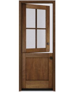 Mahogany 4 Lite SDL 1 Panel Modern Farmhouse Shaker Dutch Door