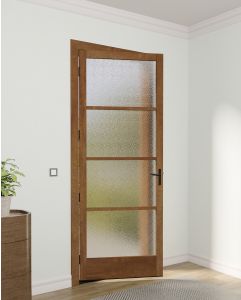 Mahogany Full Lite, Horizontal 4 Lite SDL Contemporary Modern Narrow Profile Shaker Single Door|G401-W-SLK-SH