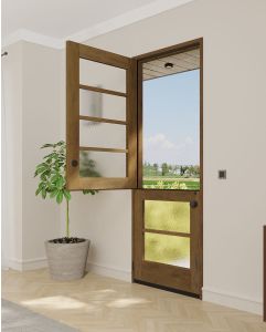 Mahogany 6 Lite Full Lite Transitional SDL Shaker Dutch Door|G402-DUT_G202-DUB