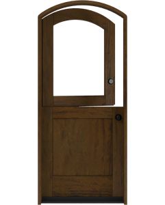 Mahogany Arch Top 1/2 Lite SDL 1 Panel Shaker Dutch Door